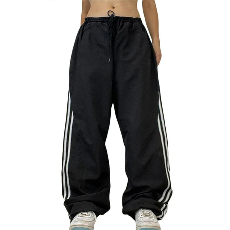 JYYYBF Hip Hop Pants for Women 90s Athletic Graphic Drawstring Loose Baggy  Jogger Cinch Bottom Sweatpants Streetwear L