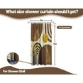 thumbnail image 4 of Boho Mid Century Modern Shower Curtain Black and Brown Shower Curtains for Bathroom Decor Beige and Dark Tan Gold Leaves MCM Bath Curtain Set, Waterproof Fabric, 36" W x 72" L, 4 of 6