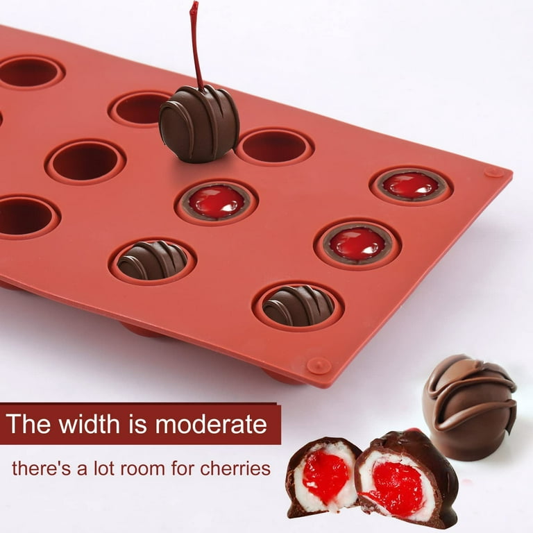Silicone Molds for Chocolate Covered Cherries, 2 Pcs 15 Cavity Round Truffle  Chocolate Making Mold for Chocolate Covered Cherry Cordials, Mini Sphere  Candy, Ice Ball 
