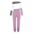 thumbnail image 6 of YUGYXL 2 Piece Sweatsuits for Women Lightweight Comfy Plus Size Outfits Fashion Crew Neck Color Block Sweatshirt and Solid Sweatpants Tracksuits Set Today Clearance, 6 of 6