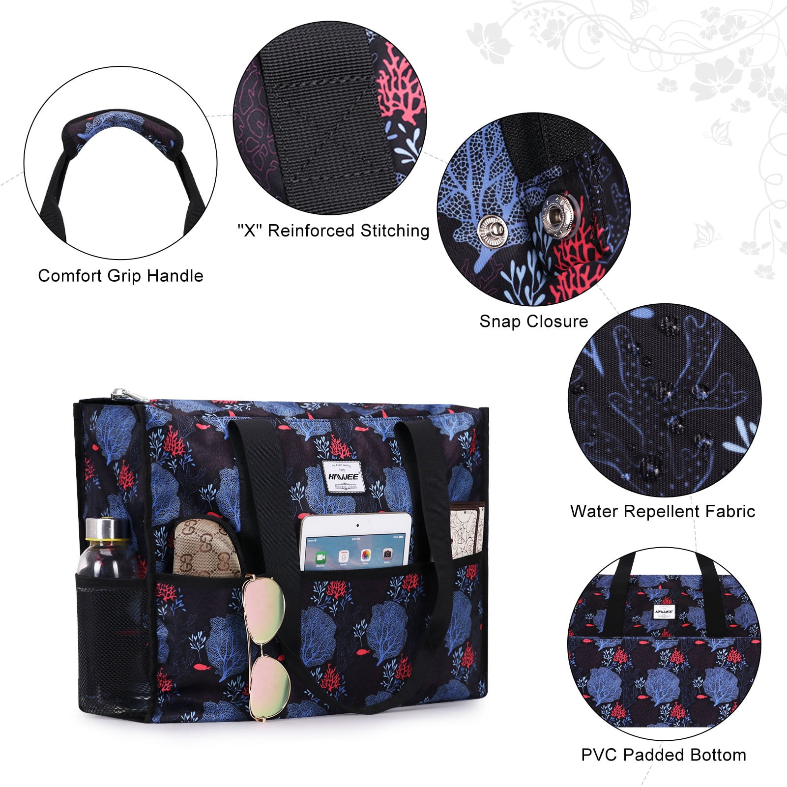 HAWEE Large Utility Bags for Women with Luggage Sleeve and 15.6” Laptop Pocket for Work Air-Friendly Travel Duffel Bag, Coral