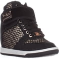 thumbnail image 1 of Womens bebe Calisto Wedge Fashion Sneakers, black/Gold, 1 of 6