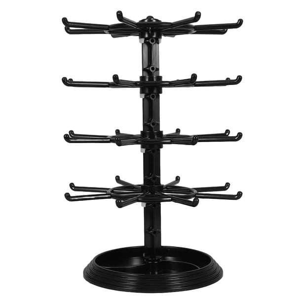 GOOHOCHY Exhibidor Negro Para Collares Y Aretes Con Soporte Giratorio Y Compacto Para Almacenamiento