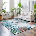 thumbnail image 3 of Area Rugs 3'x5', Vintage Coastal Coral Carpet Runner Indoor Outdoor Rugs Home Decor Aesthetic, Nautical Blue Conch Starfish Ocean Non Slip Mats Washable Accent Rug for Living Room Bedroom, 3 of 8
