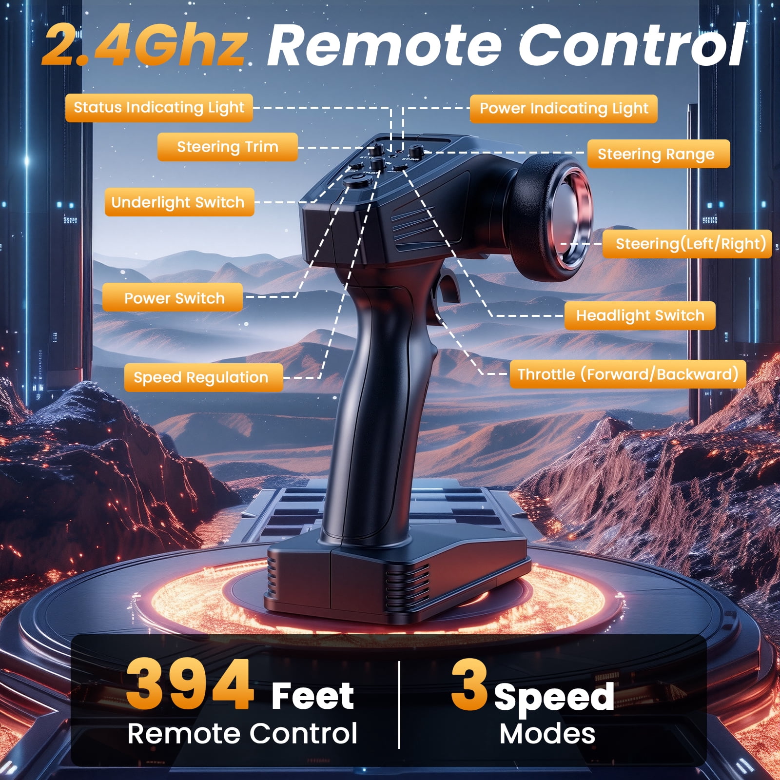 AUOSHI 1:16 Brushless Remote Control Car – 40+MPH Fast Off-Road RC Toy Truck, 4WD All-Terrain, 70 Min Runtime w/ 2 Batteries, LED Lights, Waterproof, Full Metal Drive Shaft – Gift for Kids & Adults