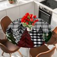 thumbnail image 2 of Christmas Tree Round Tablecloth 55-60 Inch Round Fitted Table Cloth with Elastic Edge, Xmas Tree Snowflake Grey Plaid Waterproof Table Cover Protector for Outdoor Picnic Party Dining, 2 of 6