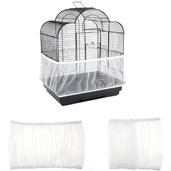 AUQ 2026 New Birdcage Cover Adjustable Bird Cage Seed Catcher Nylon Parrot Skirt Cage for Parrot, Finch, Canary, Cockatiel Washable Mesh Pet Cage Guard Accessories