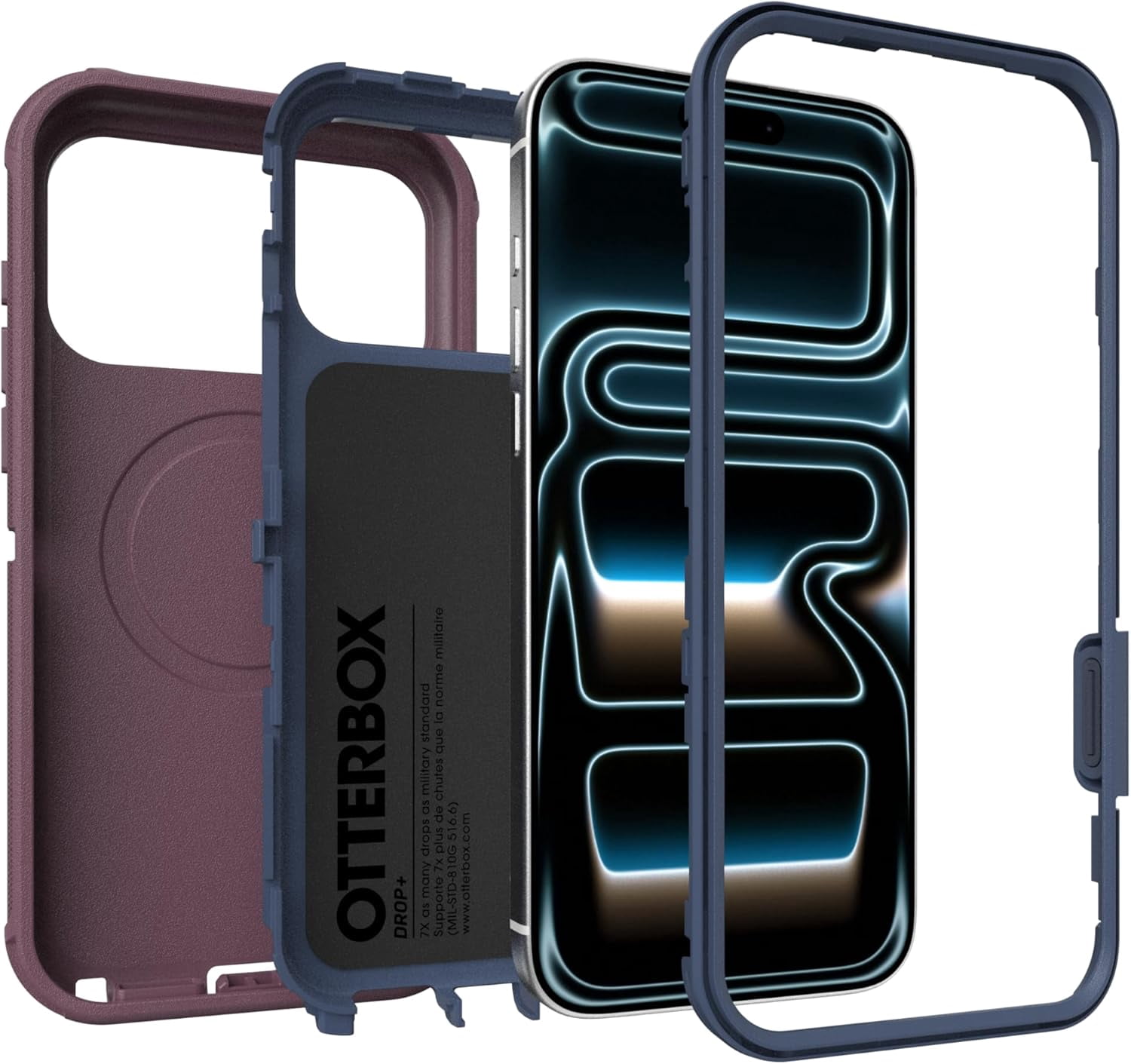 OtterBox iPhone 17 Pro Max (Only) - Defender Series Case - Tulipwood Glow (Purple & Blue) - Snaps on MagSafe - Tough - Rugged & Durable