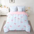 thumbnail image 2 of Homewish Kawaii Bow Tie 7-Piece Twin Bedding Sets,Retro Bowknot Ribbon Bedding Comforter Set,Blue Classic Geometric Check Sheet Sets For Girls Kids,Luxury Bedroom Decor Reversible, 2 of 8