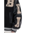 thumbnail image 6 of Franhais Women Oversized Baseball Jackets, Leather Long Sleeve Bone Letter Embroidery Jackets, 6 of 7
