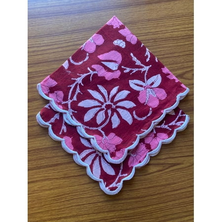 

Mahogany Thulian Watermelon Pink Indian Hand Printed Pure Soft Cotton Cloth Napkins Wedding Home Event Gift 9x9 - Cocktail 20x20 - Dinner