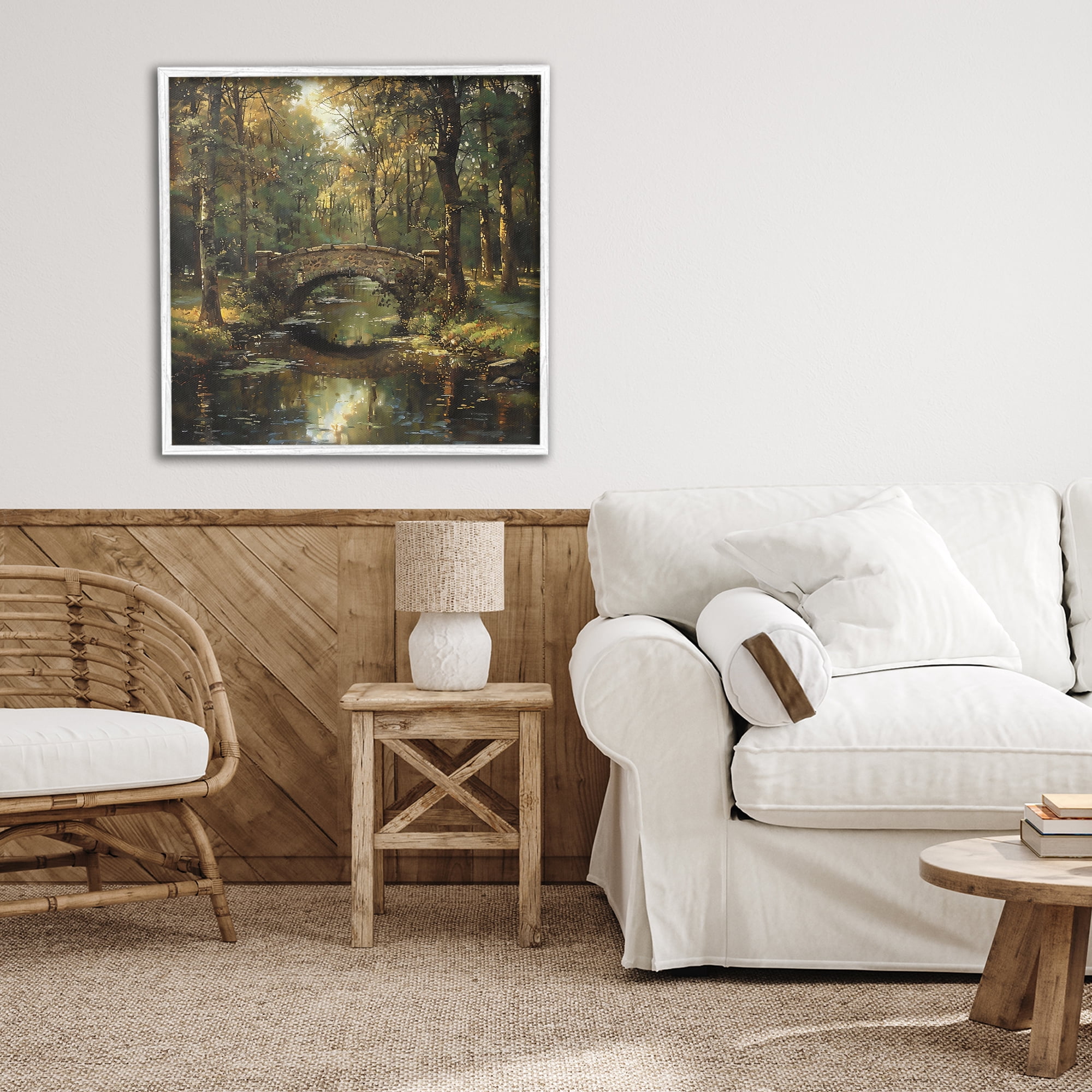 Stupell Industries Forest Bridge in Autumn Light White Framed Giclee Art, design by Creative Studio