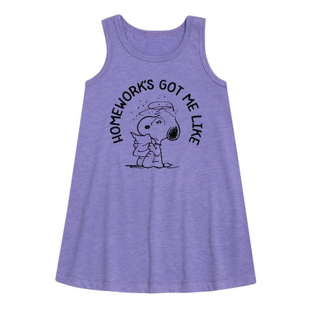 

Peanuts - Homework Got Me Like - Toddler and Youth Girls A-line Dress