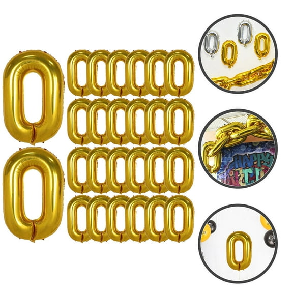 KONTONTY 50Pcs Gold Aluminum Foil Chain Balloons for 90s Party Decorations and Festival Balloon Props
