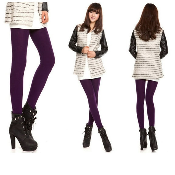 ORDDIART Thermal Pantyhose 1Set for Women in Purple Cotton Stretchy and Smooth for Cold Weather