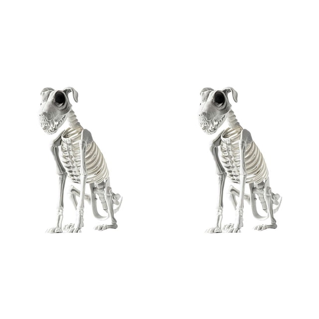 2X Esqueleto de Perro Sentado de Halloween Esqueleto de Perro Sentado Aterrador y Espeluznante con Dientes Afilados Decoración de Halloween Herror