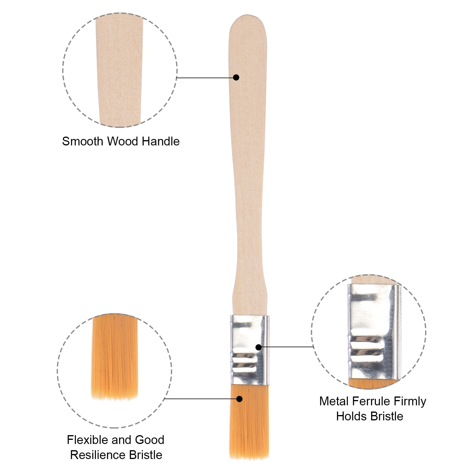 Unique Bargains Paint Brush Width Soft Nylon Bristle with Wood Handle 5" x 0.5"
