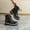 Black, variant on Black Women'S Casual Winter Ankle Boots With Round Toe And Side Zipper, Low Heel Thick Sole Design For Outdoor Indoor Wear, Pu Material For Comfort And Durability