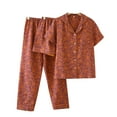 thumbnail image 2 of Mingw Pajamas for Women Set Fashion Women's Print Collar With Pockets Short Sleeved Pants Pajama Set, 2 of 6