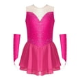 thumbnail image 3 of renvena Kids Girls Shiny Rhinestone Figure Ice Roller Skating Ballet Dance Dress Gymnastic Leotard Hot Pink 12, 3 of 7