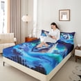 thumbnail image 4 of Feelyou Wildlife Wolf Twin Sheet Sets, Mystic Aurora Galaxy Bedding, 3 Pieces, 4 of 7