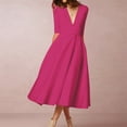 thumbnail image 7 of Atinetok Formal Dresses for Women Wedding Guest Elegant Empire Waist Ruffle Swing A Line Long Dresses Elbow-Length V-Neck Solid Summer Maxi Dress Hot Pink m, 7 of 7