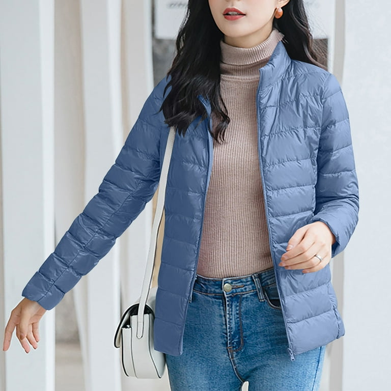Women's Stand Collar Quilted Jacket Lightweight Cotton Padded Coat