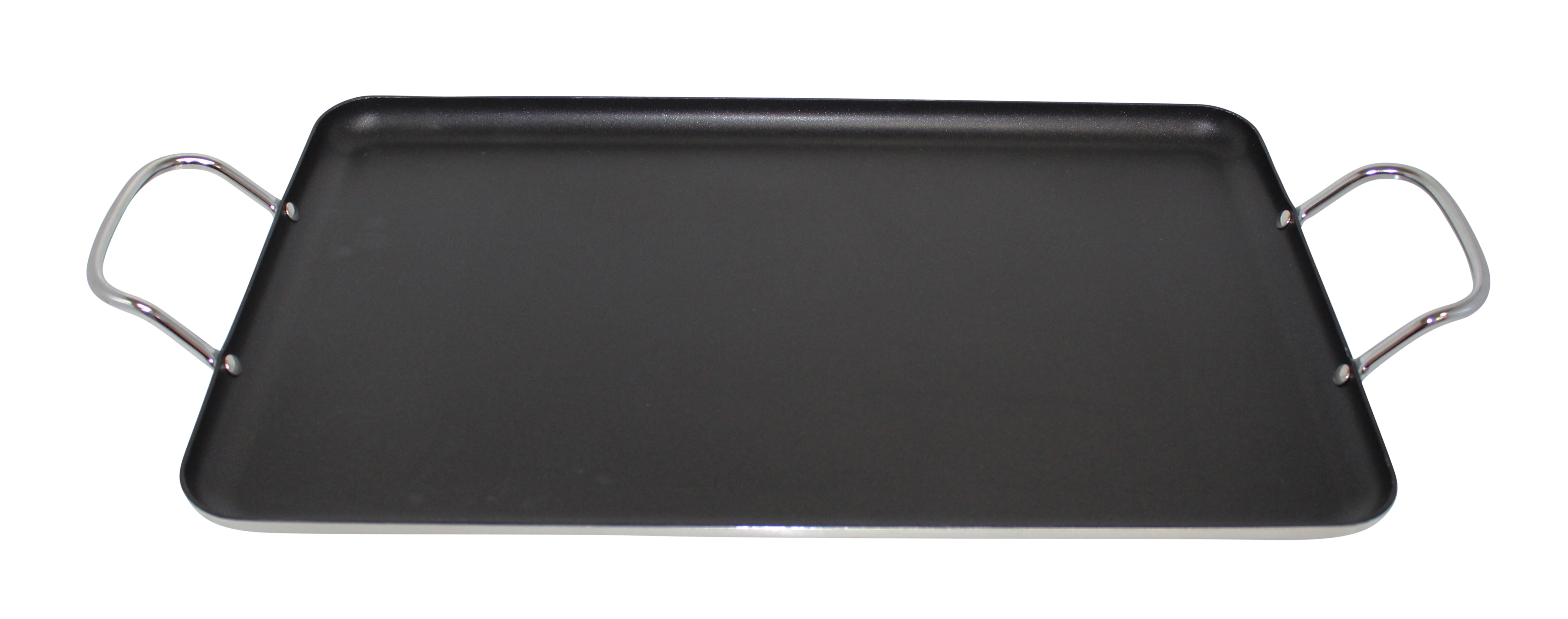 IMUSA Nonstick Double Burner Griddle with Metal Handles 17" x 10", Black