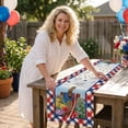 thumbnail image 4 of Ouuluon Table Runner 4th of July Decorations Patriotic Table Cover, Linen Table Decorative for Family Holiday Gathering Home Ornament, 4 of 8