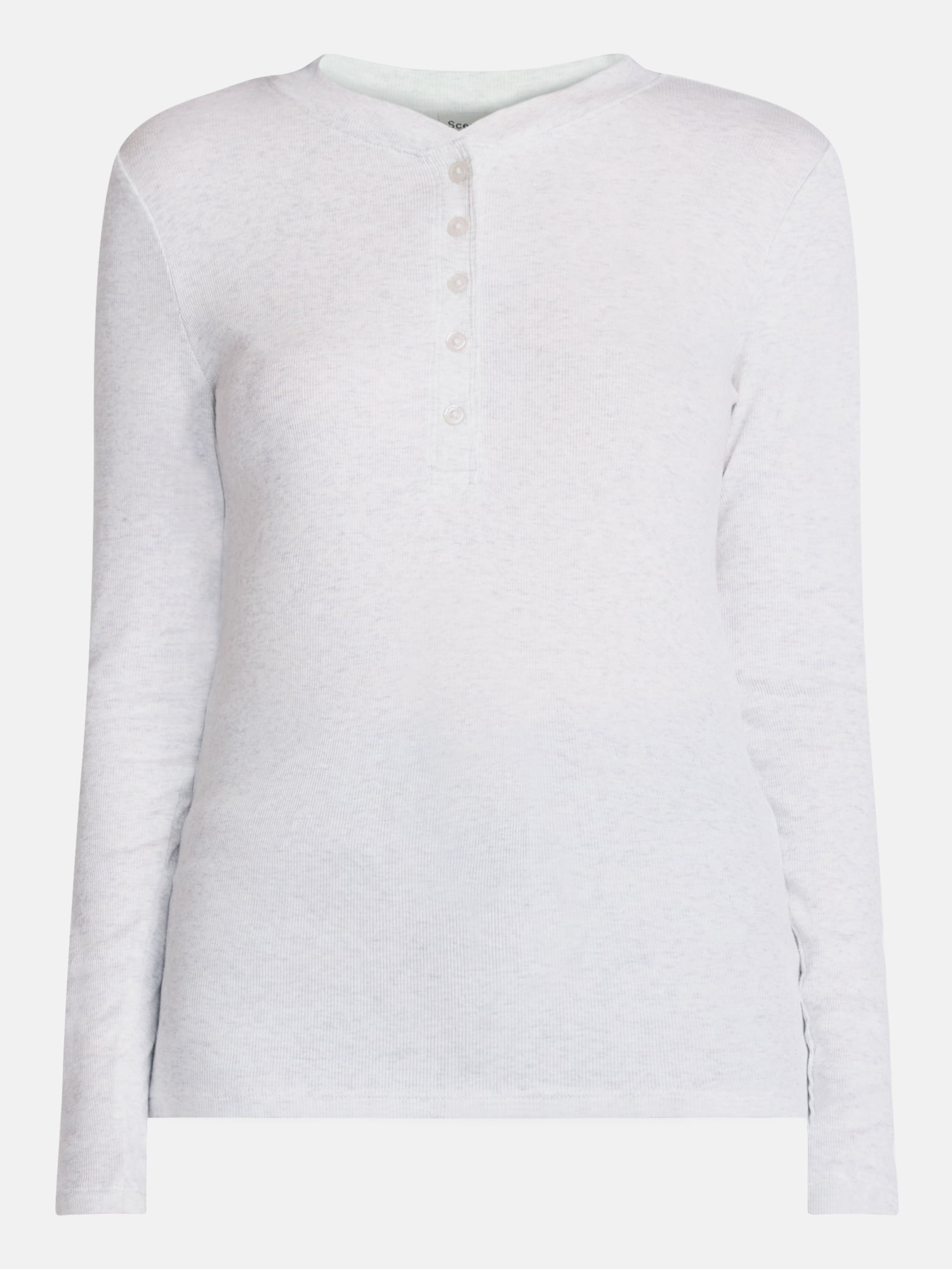 Scenario Women's and Women's Plus Rib Henley with Long Sleeves, Sizes XS-4X