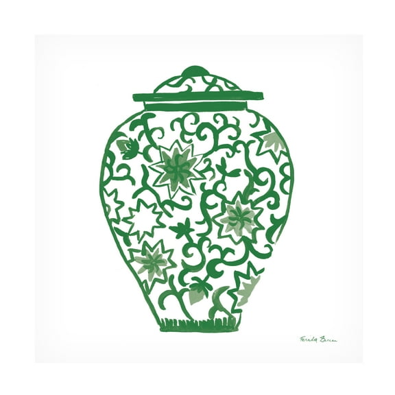 Farida Zaman 'Chinoiserie III Green' Canvas Art