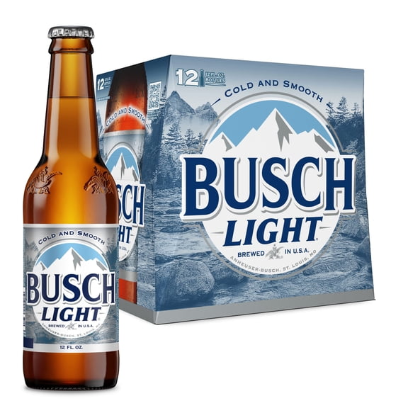 Busch Light American Light Lager Beer 12 pack 12 fl oz Glass Bottles 4.1% ABV