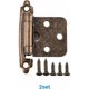 thumbnail image 2 of par de bisagras de gabinete con tornillos, cierre automático, decorativas, montaje frontal para puertas de gabinete de pared de cocina variables (bronce antiguo), 2 of 4