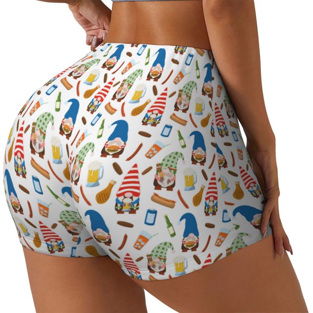 Balery Barbecue Gnomes Pantalones cortos de entrenamiento estampados para mujer, sin costuras, ajustados, para gimnasio, yoga, correr, deportes, ejercicio activo, fitness.-XX-Large