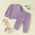 thumbnail image 5 of Durtebeua Toddler Baby Boy Fall Winter Clothes Color Block Long Sleeve Sweatshirt Pullover Tops + Joggers Pants Outfit Set Z02-Light Purple,3-6 Months, 5 of 7