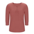 thumbnail image 5 of Women's Casual Short Sleeve Round Neck Pleated Top Blouse Shirt Solid Color Soft Loose Fit Tunic for Business Office Work Vacation Daily Wear Fashion Essential | Sopatenor,Pink XL, 5 of 9