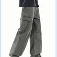 thumbnail image 6 of FRSASU Wide Leg Cargo Pants for Men Stretch Cotton Loose Versatile Athletic Hiking Pants with Pockets Army Green, 6 of 7