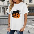 thumbnail image 2 of Women's Crew Neck Fall Halloween Black Cat Graphic Casual Thanksgiving Tops, 2 of 5