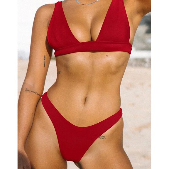 Swimsuit Thong Female Bathing Brazilian Women Swimwear Biquini Suit Sexy Up Bikinis Push Mujer Solid New Bottom Bikini Set A1