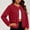 Red, variant on Women's Short Tweed‑Style Jacket, Round Neck, Decorative Gold Buttons, Dual Patch Pockets, Smooth Fabric, Office‑Style Outercoat Red XXL