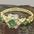 thumbnail image 5 of LBG British Made 14k Yellow Gold Natural Emerald & Opal Womens Statement Ring - 33 size options - Size 10.5, 5 of 7