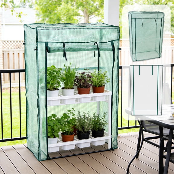 Portable Mini Greenhouse Tent Indoor Outdoor Clear Small Walk-In Garden Grow Shelter All-Season Protection Herbs Flowers Patio Yard Portable Design