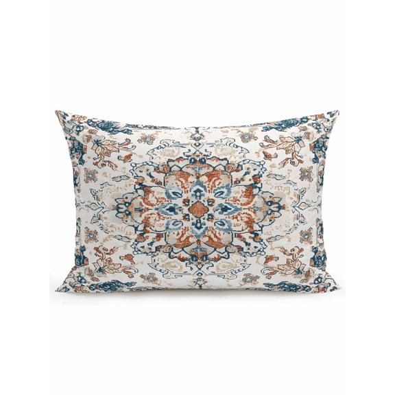Outdoor Pillows Waterproof, Boho Southwestern Bedding Throw Pillows with Insert for Couch Sofa Bed, Tribal Antique Country Orange Blue 12x20 Inch Pillowcases Decorative Camping Patio Pillow Set of 1