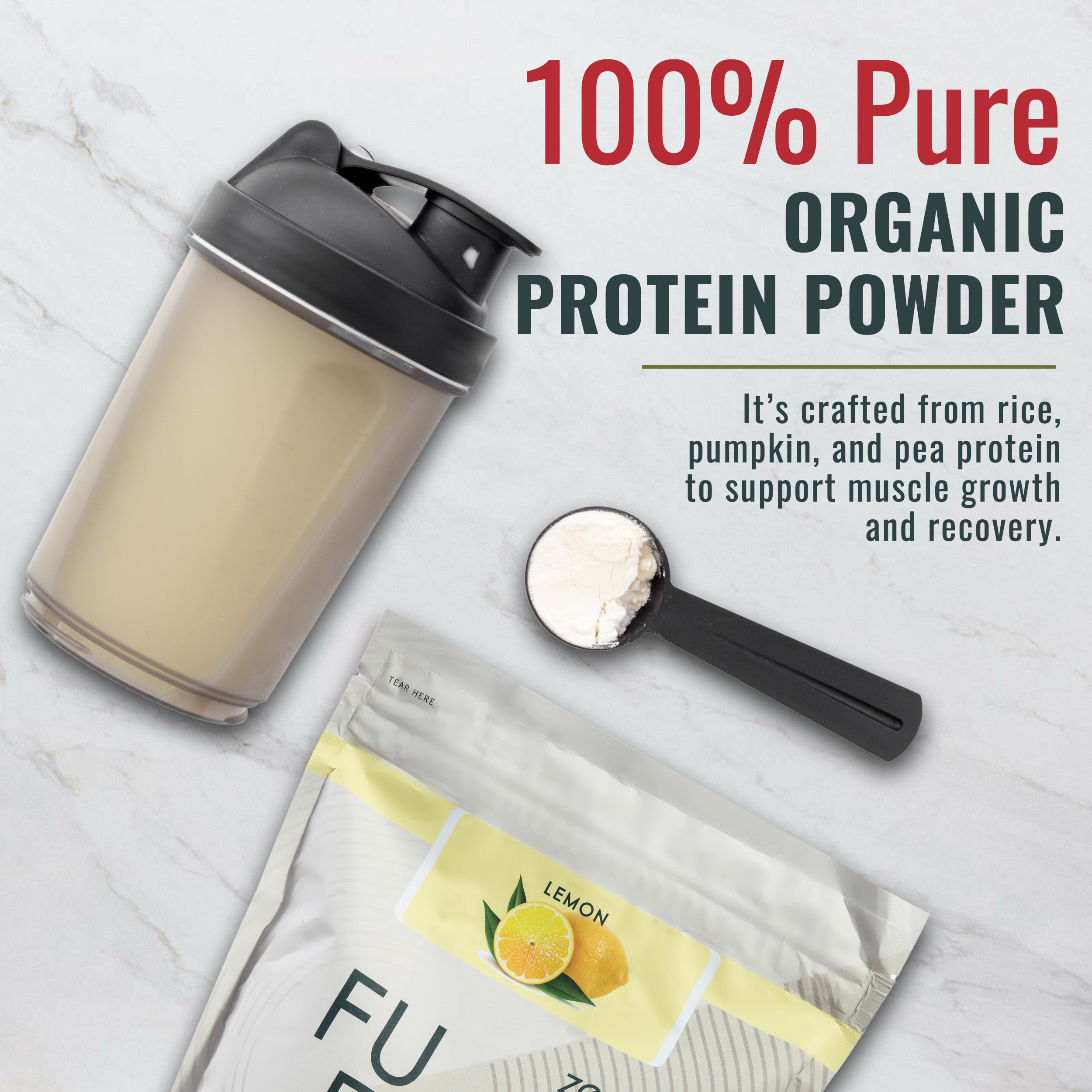 Zenbodi Fuel Vegan Protein Powder Lemon - 20g of Protein Each Serving, Delicious Plant-Based Blend for Muscle Growth, Crafted from Pea, with Vegan D3, No Artificial Flavors, Gluten-Free
