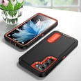 thumbnail image 6 of Allytech Rugged Case Compatible with Samsung Galaxy S22 with Hidden Kickstand, [Military Grade Drop Protection] Soft TPU Hard PC Bumper Non-Slip Shockproof Full Protective Case, Black+Orange, 6 of 8