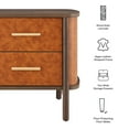 thumbnail image 3 of Coralie 2-Drawer Curved Vegan Leather Nightstand in Walnut Tan, 3 of 9