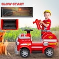 thumbnail image 5 of Qaba 12V Ride on Fire Truck, Battery Powered Electric Car for Kids with Siren, Flashing Lights Fire Extinguisher, Soft Start, Horn Music, Red, 5 of 9