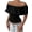Black, variant on Women'S Off the Shoulder Blouse Ruffle Short Sleeve Smocked Going Out Crop Tops M