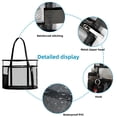 thumbnail image 2 of Tinyat Mesh Tote Bag for Women Extra Large Clear Tote Bag Pvc Bag 5-Pockets for Seaside Pool Picnic Black, 2 of 7