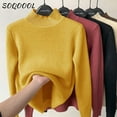 thumbnail image 4 of Fleece Lined Turtleneck Sweater Women Winter Warm Thicken Plus Velvet Knitted Pullovers Casual Slim Knitwear Long Sleeve Tops, 4 of 6